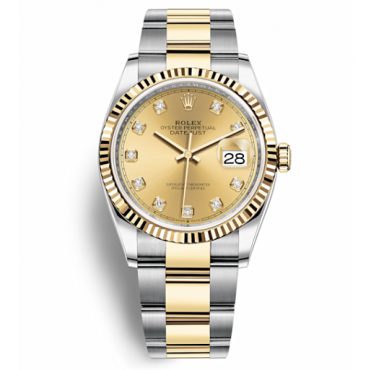 Rolex Datejust 36 Two Tone Gold Watch 126233-0018 White