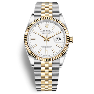 Rolex Datejust 36 Two Tone Gold Watch 126233-0019 Jubilee White