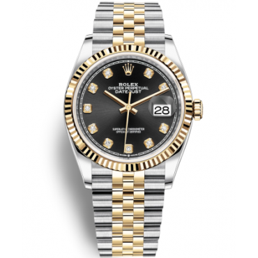 Rolex Datejust 36 Two Tone Gold Watch 126233-0021 Black