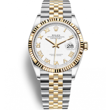 Rolex Datejust 36 Two Tone Gold Watch 126233-0029 Jubilee White