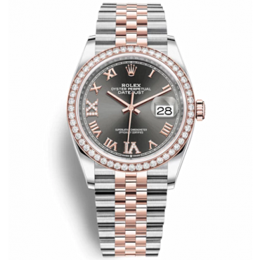 Rolex Datejust 36 Rose Gold Watch 126281RBR-0011 Jubilee Gray