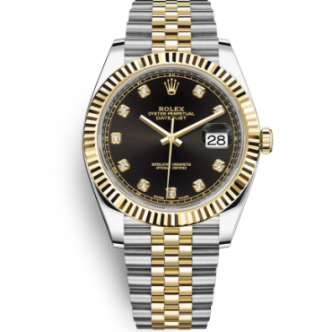 Rolex Datejust II Two-Tone Gold Watch 126333-0006 Jubilee Black