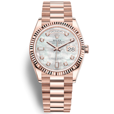 Rolex Day-Date Rose Gold Watch 128235-0029 Presidential MOP