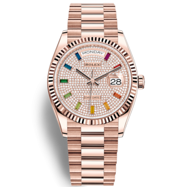 Rolex Day-Date Rose Gold Watch 128235-0039 Presidential Diamonds