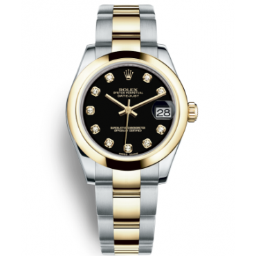 Rolex Lady-Datejust Two Tone Gold Watch 178243-0051 Black