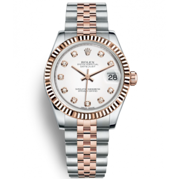 Rolex Lady-Datejust Two Tone Rose Gold Watch 178271-0010 White