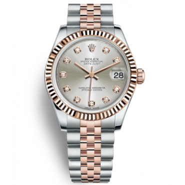 Rolex Lady-Datejust Two Tone Rose Gold Watch 178271-0030 Silver