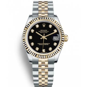 Rolex Lady-Datejust Two Tone Gold Watch 178273-0020 Black