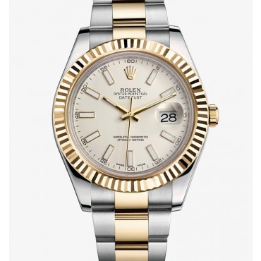 Rolex Datejust II Two-Tone Gold Watch 116333-0005 Cream-Coloured