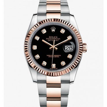 Rolex Datejust 36 Rose Gold Watch 116231-0071 Black Dial