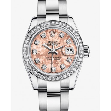 Rolex Datejust Ladies 179384 Pink Crystal Diamond time markers Dial Automatic Watch