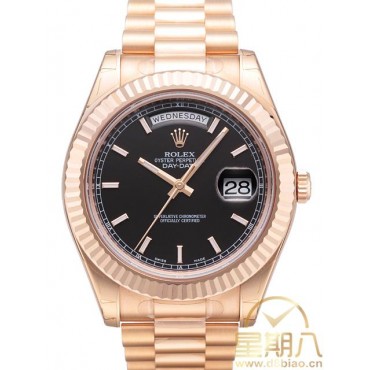Rolex Day-Date II Rose Gold Watch 218235 Presidential Black