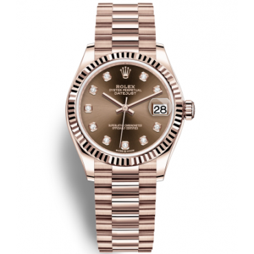 Rolex Lady-Datejust All Rose Gold Watch 278275-0010 Chocolate