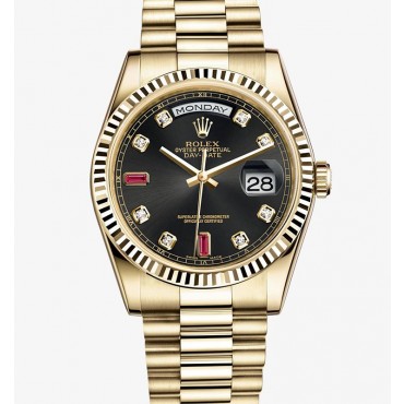 Rolex Day-Date Gold Watch 118238-0396 Black Dial