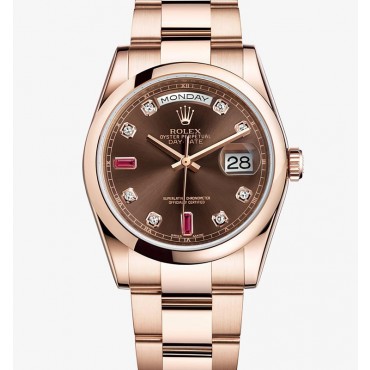 Rolex Day-Date Rose Gold Watch 118205F-0107 Oyster Chocolate