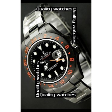 Rolex Explorer II Watch PVD Coating Stainless Steel All Black