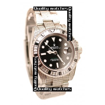 Rolex GMT-Master II Cloned 3285 Movement Watch Dense Diamonds Bracelet 