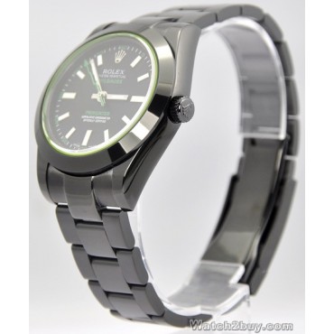 Rolex Milgauss Watch Green Second Hand All Black