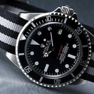 Rolex Submariner Vintage Watch Striped Cloth Strap Black