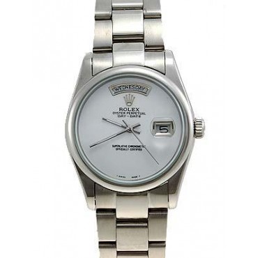 Rolex Day-Date Watch No Hour Markers Oyster Bracelet White