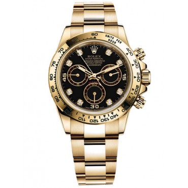 Rolex Daytona Full Gold Watch 116508-0016 Black