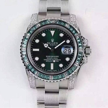 Rolex Submariner Date Diamonds Watch Green (Super Clone)