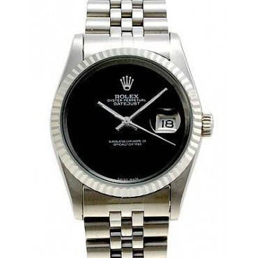 Rolex Datejust 36 Watch Jubilee Bracelet No Hour Markers Black