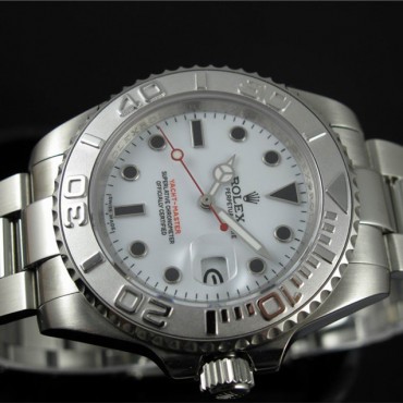 Rolex Yacht-Master Watch Black Hour Markers White Dial