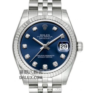 Rolex Datejust Ladies 178274 Blue dial Diamond time markers Automatic Watch