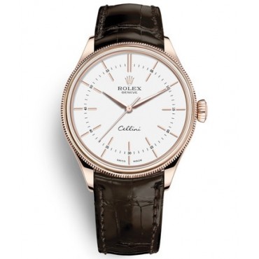 Rolex Cellini Time Rose Gold Watch 50505-0020 White Dial