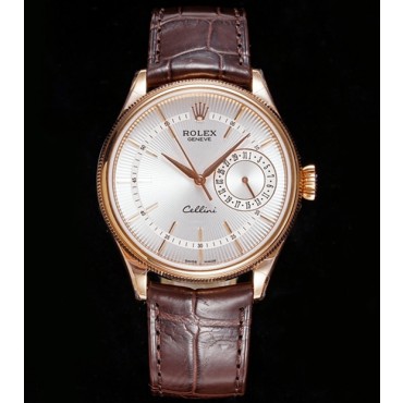 Rolex Cellini Date Rose Gold Watch 50515-0008 White Dial