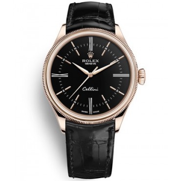 Rolex Cellini Time Rose Gold Watch 50505-0009 Black Dial