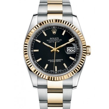 Rolex Datejust II Two-Tone Gold Watch 116233-0173 Black Dial