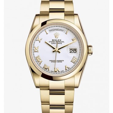 Rolex Day-Date Gold Watch Oyster Bracelet White Dial