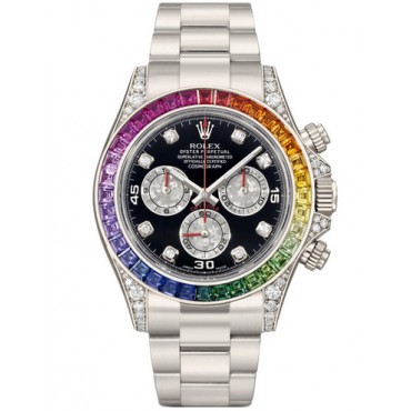 Rolex Daytona Rainbow Diamonds Watch 116599RBOW Black Dial