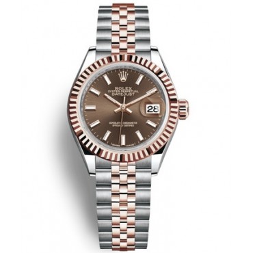 Rolex Lady-Datejust Two Tone Rose Gold Watch 279171-0017 Chocolate