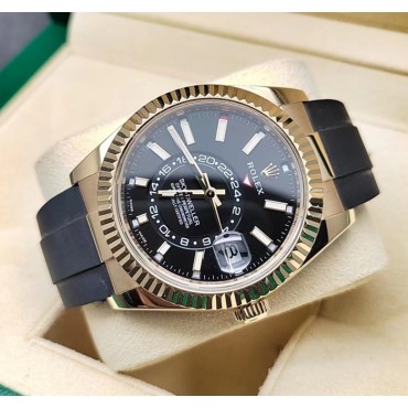 Rolex Sky-Dweller Watch Gold 326238-0009 Black Dial