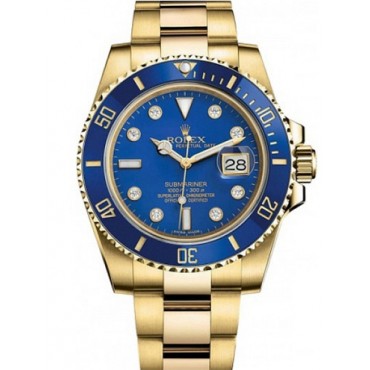 Rolex Submariner Date Gold Watch 116618GL Blue