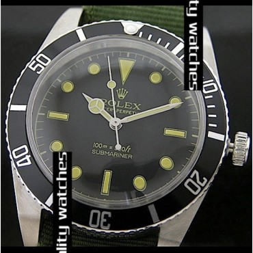Rolex Submariner Vintage Watch Green Nylon Automatic Black