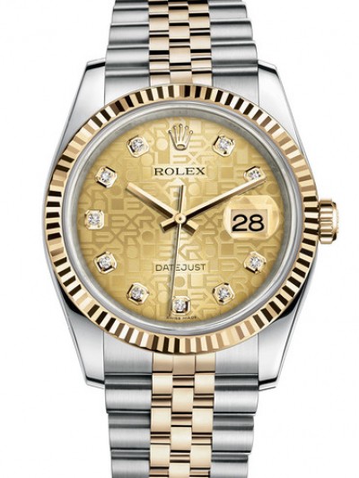 Rolex Datejust 36 Two Tone Gold Watch 116233-0155 Jubilee