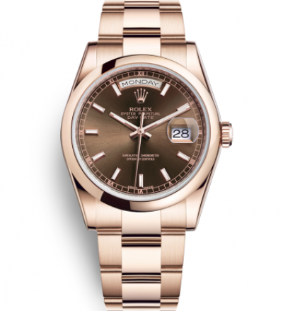 Rolex Day-Date Rose Gold Watch 118205F-0127 Oyster Chocolate