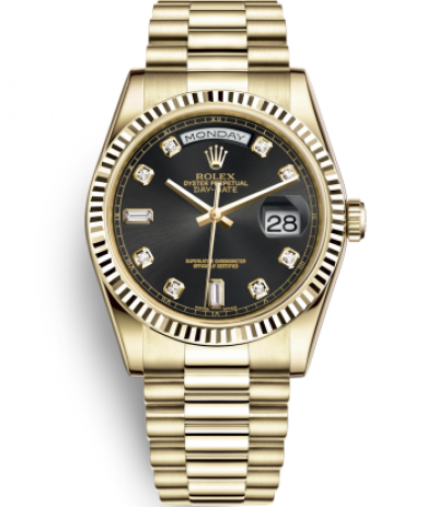 Rolex Day-Date Gold Watch 118238-0076 Presidential Black