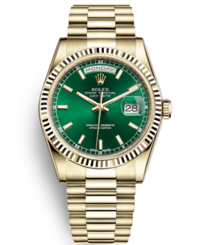 Rolex Day-Date Gold Watch 118238-0419 Presidential Green