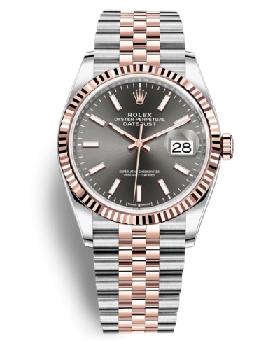 Rolex Datejust 36 Rose Gold Watch 126231-0013 Jubilee Gray