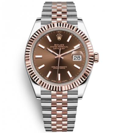 Rolex Datejust II Two-Tone Rose Gold Watch 126331-0002 Chocolate Dial