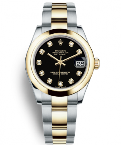 Rolex Lady-Datejust Two Tone Gold Watch 178243-0051 Black