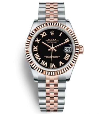 Rolex Lady-Datejust Two Tone Rose Gold Watch 178271-0065 Black