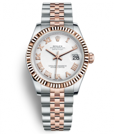 Rolex Lady-Datejust Two Tone Rose Gold Watch 178271-0067 White