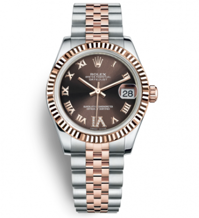 Rolex Lady-Datejust Two Tone Rose Gold Watch 178271-0071 Chocolate