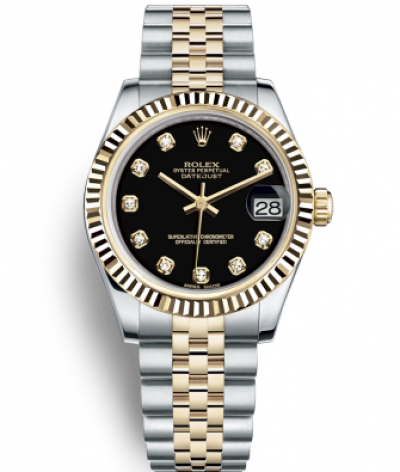 Rolex Lady-Datejust Two Tone Gold Watch 178273-0020 Black